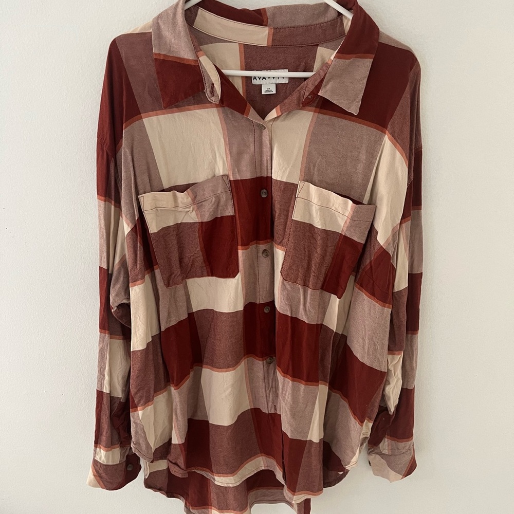 Ava & Viv Long Sleeve Button Down Shirt, Size: XXL